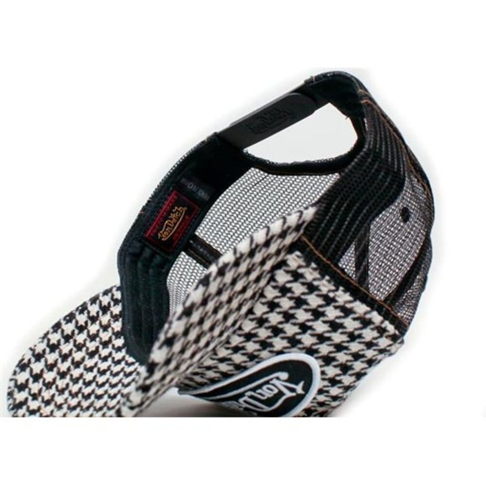 Retro Y2K Designer Authentic Vintage Houndstooth Black Mesh Trucker Cap 2000s - Picture 3 of 3